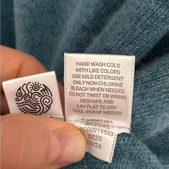 NWT Garnet Hill Braided Cashmere Sweater in Slate Blue - Picture 4 of 9